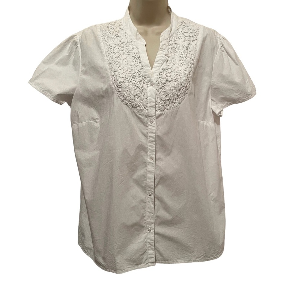 Croft & Barrow Women’s 100% Cotton Crochet Neckline White Size XL